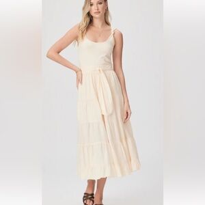 NWT PAIGE Samosa midi tiered ruffle dress Dress in Ecru